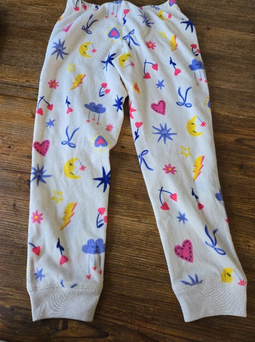 4 PairKids Cozy Sweatpants - Purple, Pink, Gray, White Star Print Fleece Sz. Med
